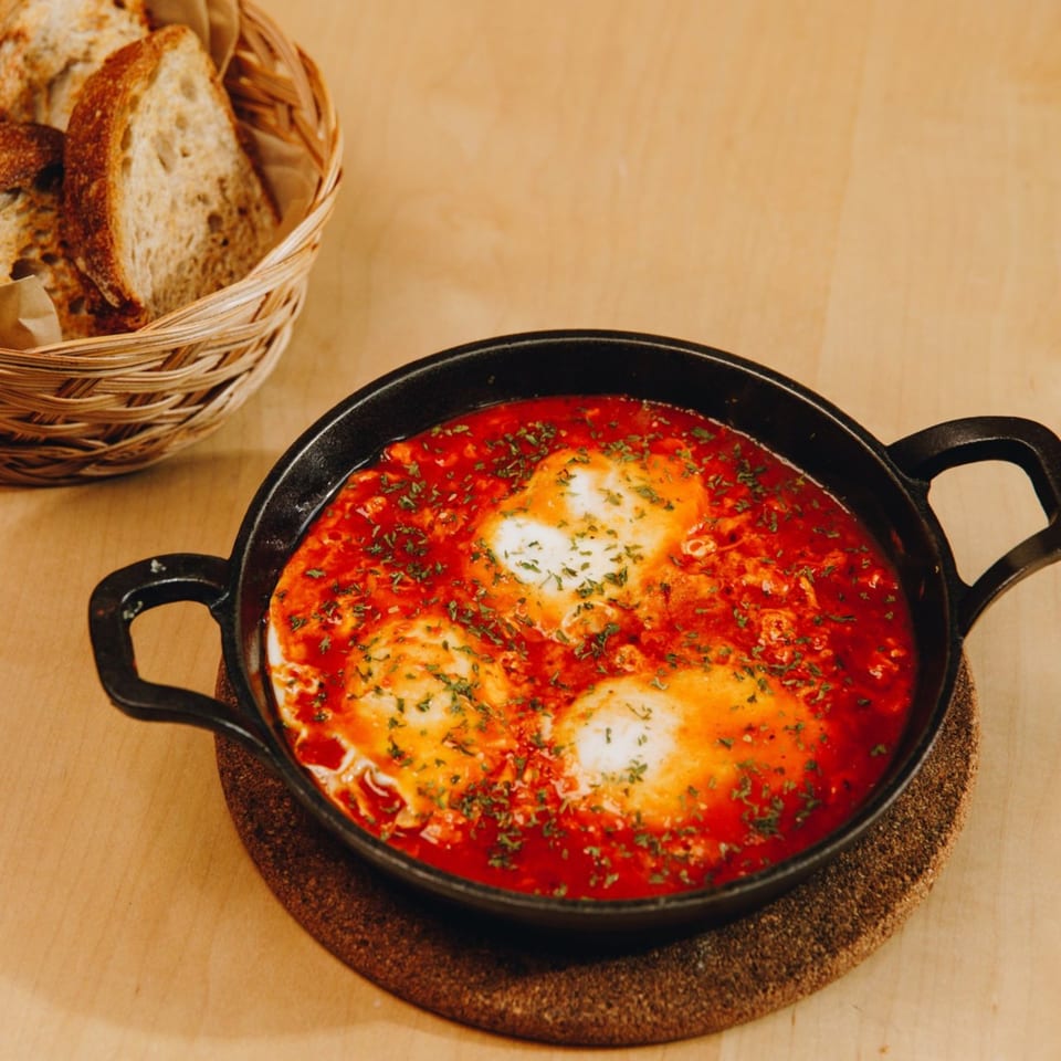 Shakshuka Brunch Served Hot With Sourdough